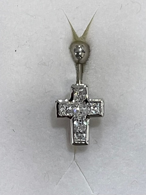 Belly Button CZ Cross Ring - X5546