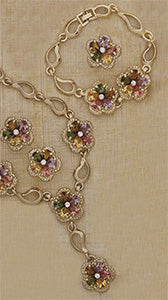 Dazzling CZ & Crystal Bracelet, Earrings, Necklace & Ring Set - X6235