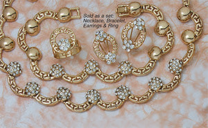 Glamorous Crystal Bracelelet, Earrings, Necklace & Ring Set - X6238