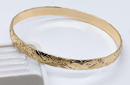 7mm Heavy Floral "Large Rose" Bangle - XB438