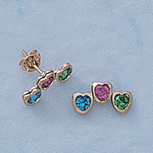 Triple Heart Multi-Color Post Earrings - X2333