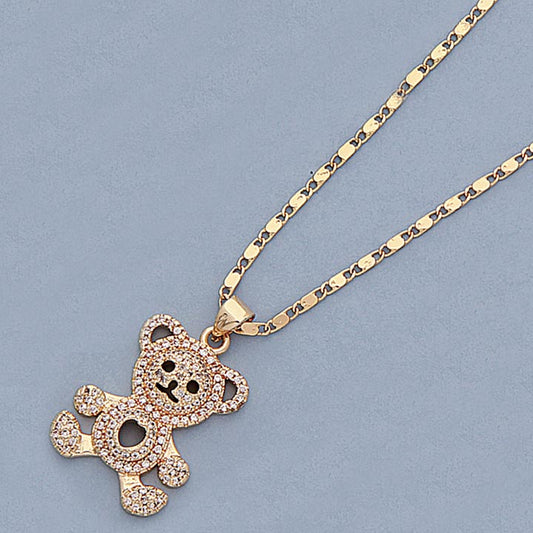 25mm Pave Teddy Bear 18” Necklace Set - X6265