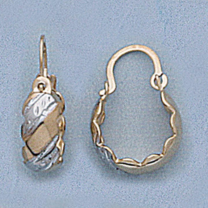 10mm Two-Tone Diagonal Hoop Earrings - X2496