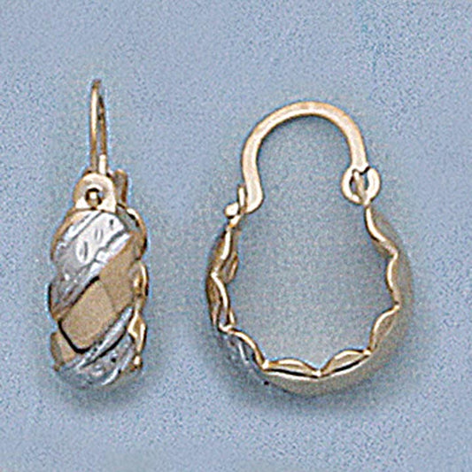 10mm Two-Tone Diagonal Hoop Earrings - X2496