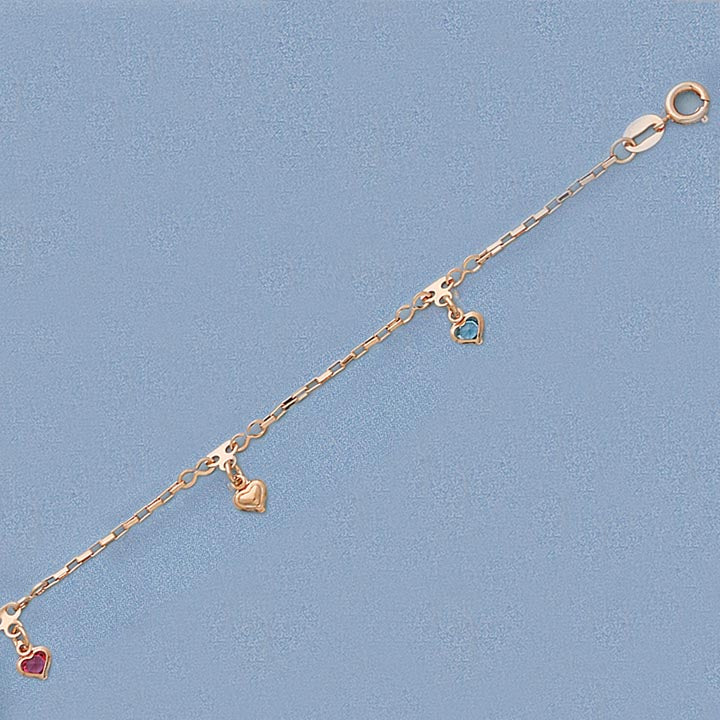 6” Multi-Color Stone Hearts Bracelet - X4406