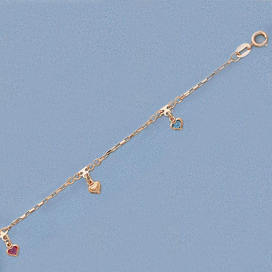 6” Multi-Color Stone Hearts Bracelet - X4406