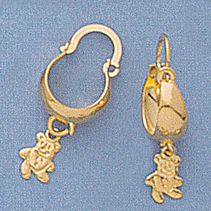 Dangling Teddy Bear Hoop Earrings - X2379