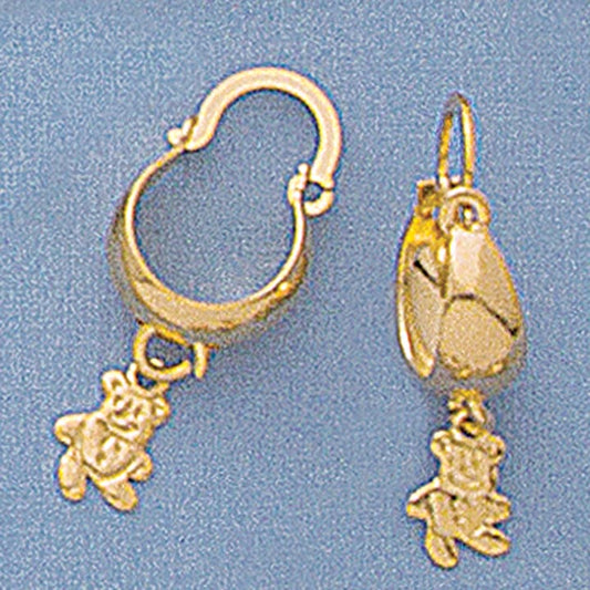 Dangling Teddy Bear Hoop Earrings - X2379