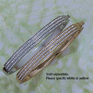 Open & Close Gold Tone Pave' CZ Bangle - XB393