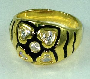 Hearts CZ Enamel Ring #8- XR080