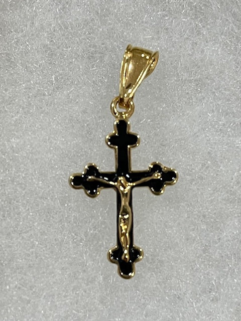 25mm Black Enamel Fancy Crucifix - X5671