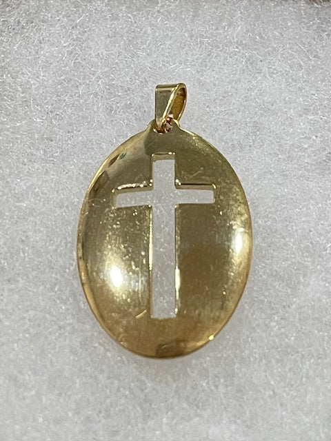30mm Oval Silhouette Cross Charm - X5672