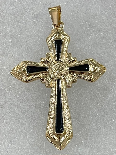35mm Black Enamel Ornate Cross - X5751