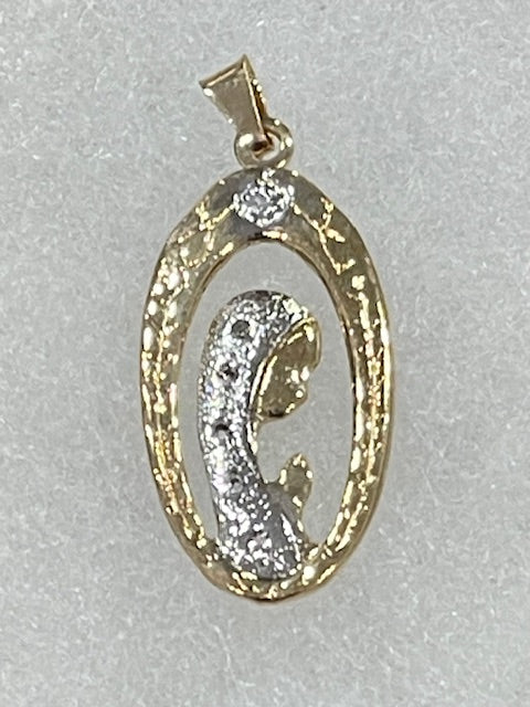 30mm Mother Mary Two-tone Pendant - X5765