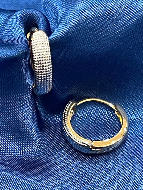 Two-tone Pave-look Mini Hoop Earrings - X2529