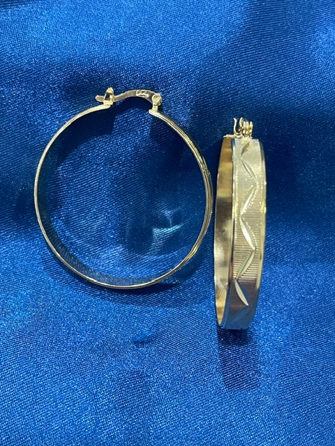 30mm Diamond Cut Hoop Earrings - X2551