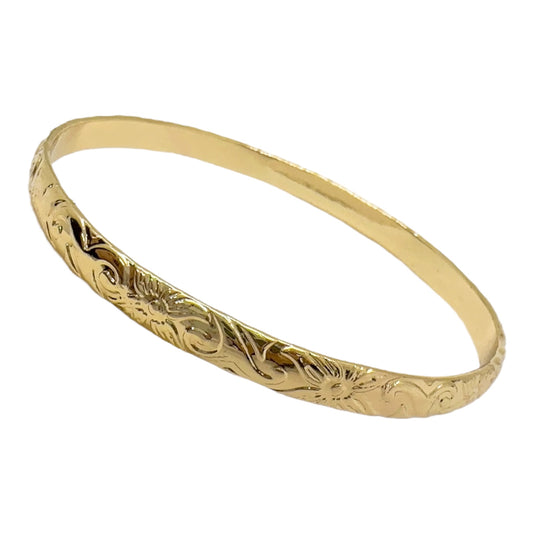 5mm Heavy Floral "Large Rose" Bangle - XB429