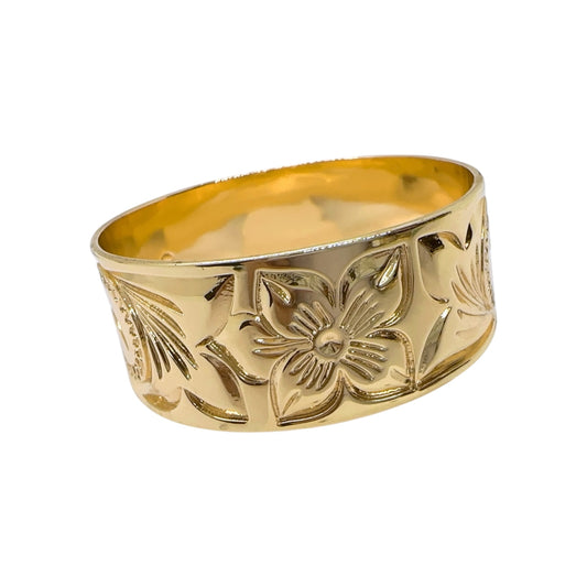 25mm Wide & Heavy Floral Bangle - XB424