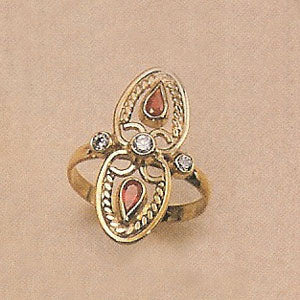 CZ & Pear Shaped Ruby Vintage Ring - XR068
