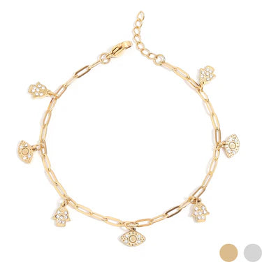 7.5" Austrian Crystal Evil Eye Protection Bracelet - X4409