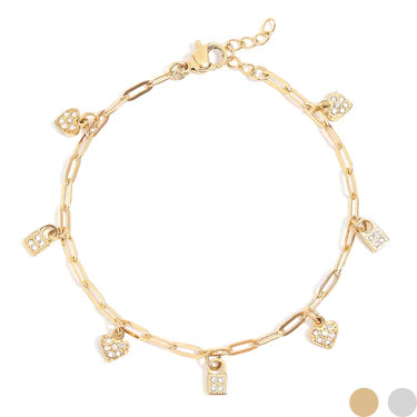7.5" Austrian Crystal Hearts & Lockets Bracelet - X4411
