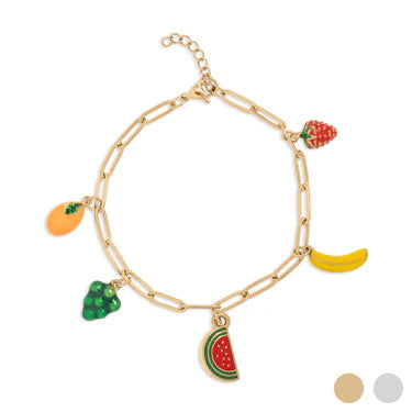 7"/8" Enamel Fruit Dangling Bracelet - X4416