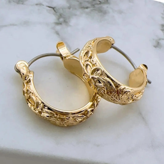 16mm Floral Hoop Earrings - X2501