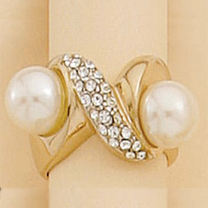 Austrian Crystal & Faux Pearl Designer Ring - XR137