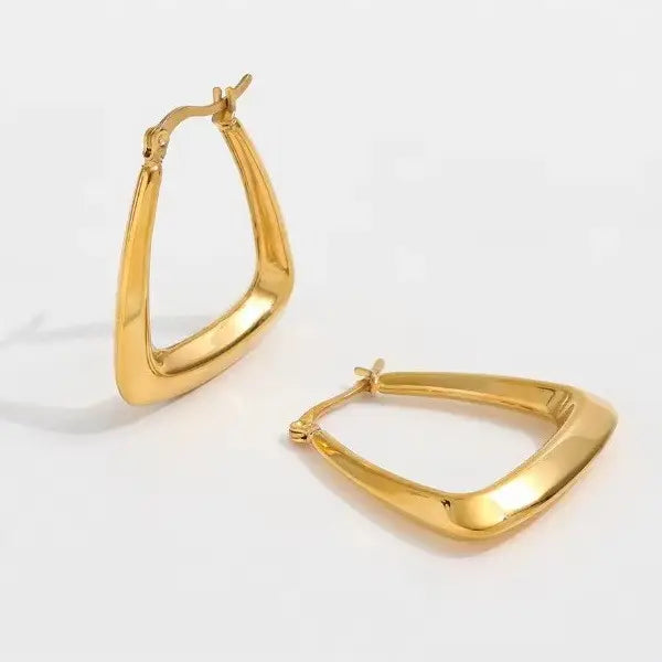 Puffed Triangular Hoop Earrings - X2510
