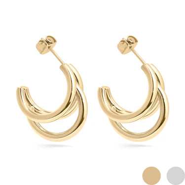 15mm Triple Statement Huggie Hoop Earrings - X2540
