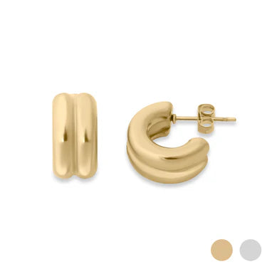 16mm Double Hoop Stud Huggie Earring - X2541