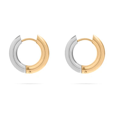 19mm Mixed Metal Round Huggie Earrings - X2542
