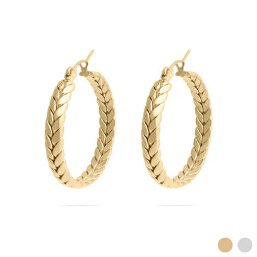26mm Braided Chain-link Hoop Earrings - X2554