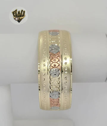 Tri-Color Satin Circles 25mm Wide Plated Bangle - XB459