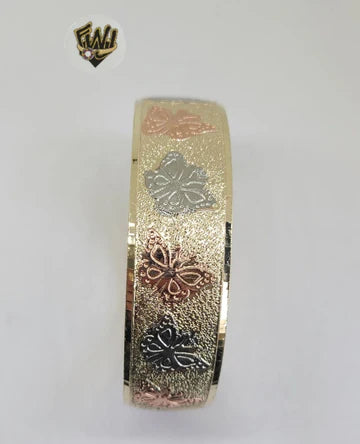 Tri-Color Butterfly 25mm Slip-On Plated Bangle - XB460