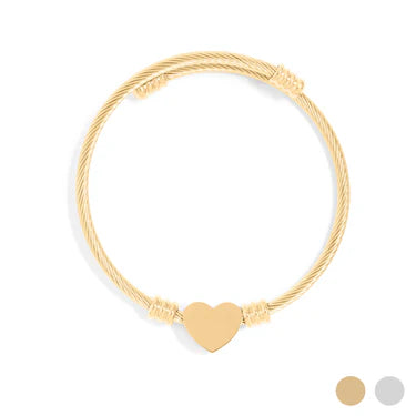 13mm Heart Cuff Bangle - XB472
