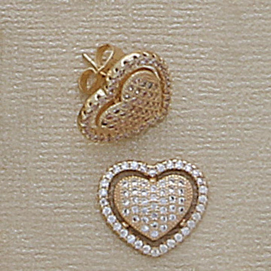 Pave Stone 15mm Heart Post Earrings - X2439