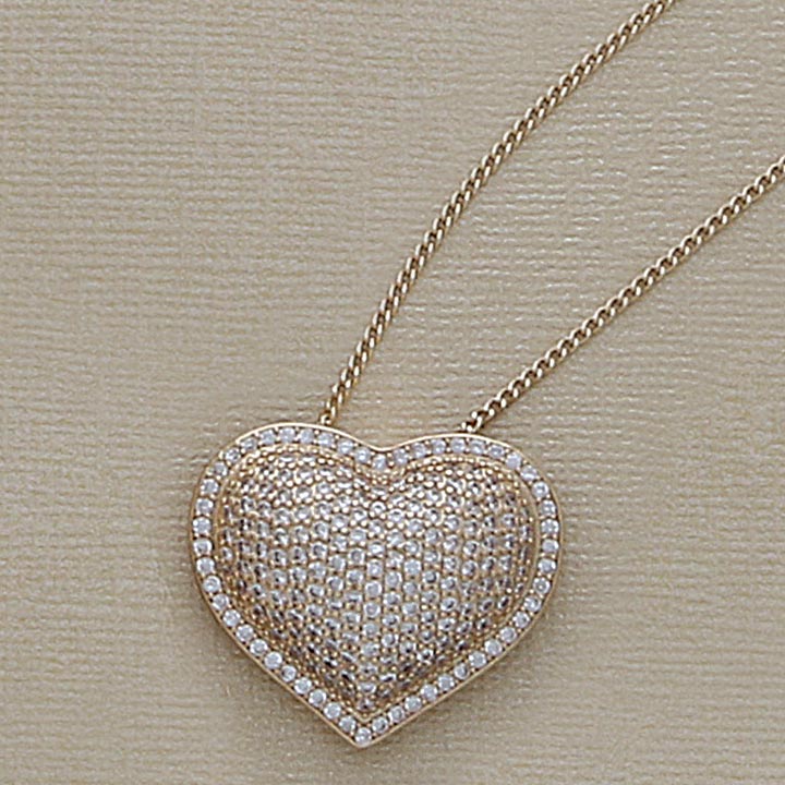 31mm Pave Stone Heart & 20" Necklace Set - X6269