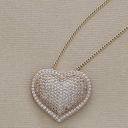 31mm Pave Stone Heart & 20" Necklace Set - X6269
