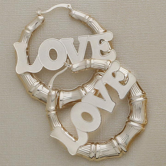 "I LOVE YOU" Bamboo Hoop 58mm Earrings - X2452