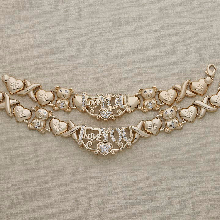 I LOVE YOU Pave Stone 8" Bracelet & 18" Necklace Set - X6263