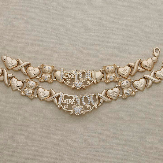 I LOVE YOU Pave Stone 8" Bracelet & 18" Necklace Set - X6263