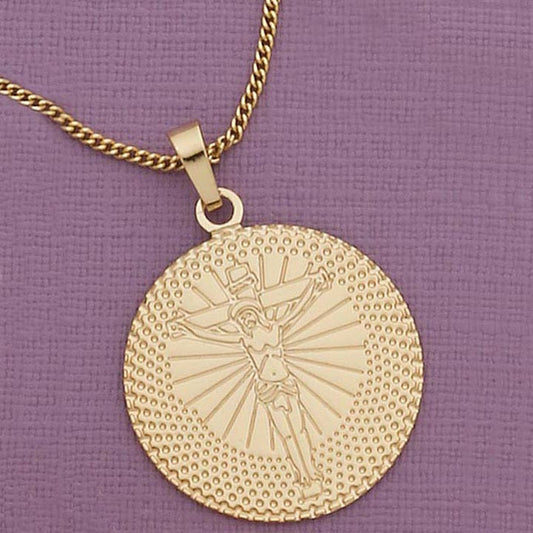 29mm Crucifix Round Pendant & 20" Necklace Set - X6270