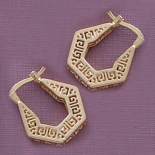 Greek Key Hoop Earrings - X2458