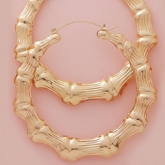 90mm Bamboo Style Large Hoop Earrings - X2461