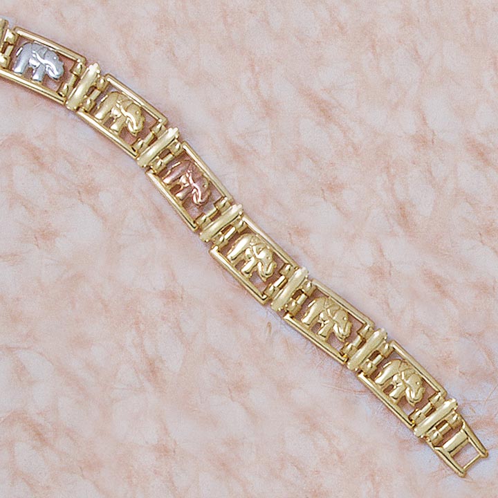 Tri-Color Elephant Link Necklace or Bracelet - X6156