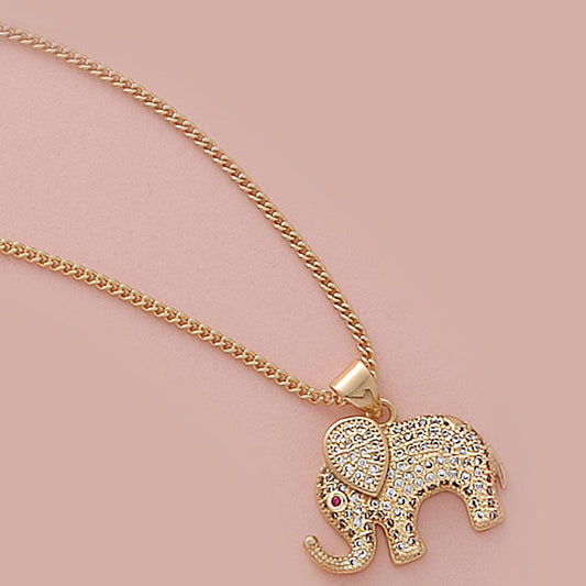 CZ Bejeweled Elephant 20" Necklace Set - X6274