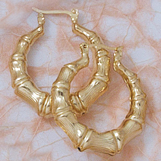Puffed Bamboo Hoop Earrings - X1017