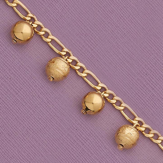 Figaro Chain Round Charm 7.5" Bracelet - X4398