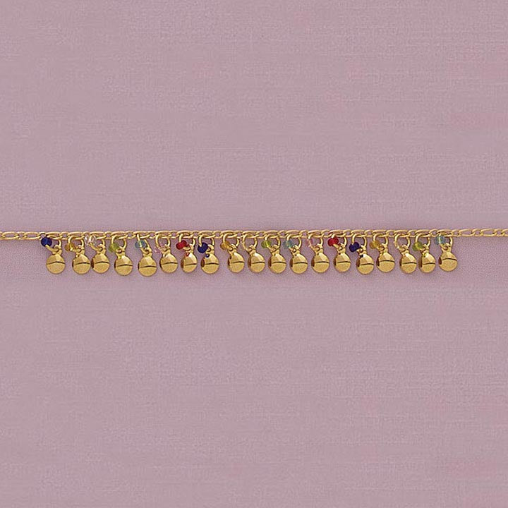 10" Multicolor Gold Dangling Ball Anklet - X4294
